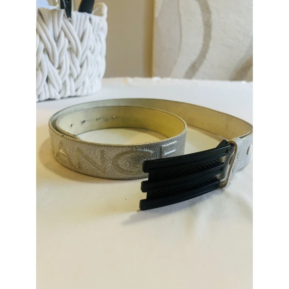 Armani Exchange Leather Logo Belt Sz 36 With Adidas Buckle Custom Y2K Gorpcore